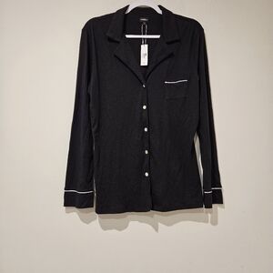Cosabella Women's Black Long Sleeve Button Up Pajama Top, Size Medium